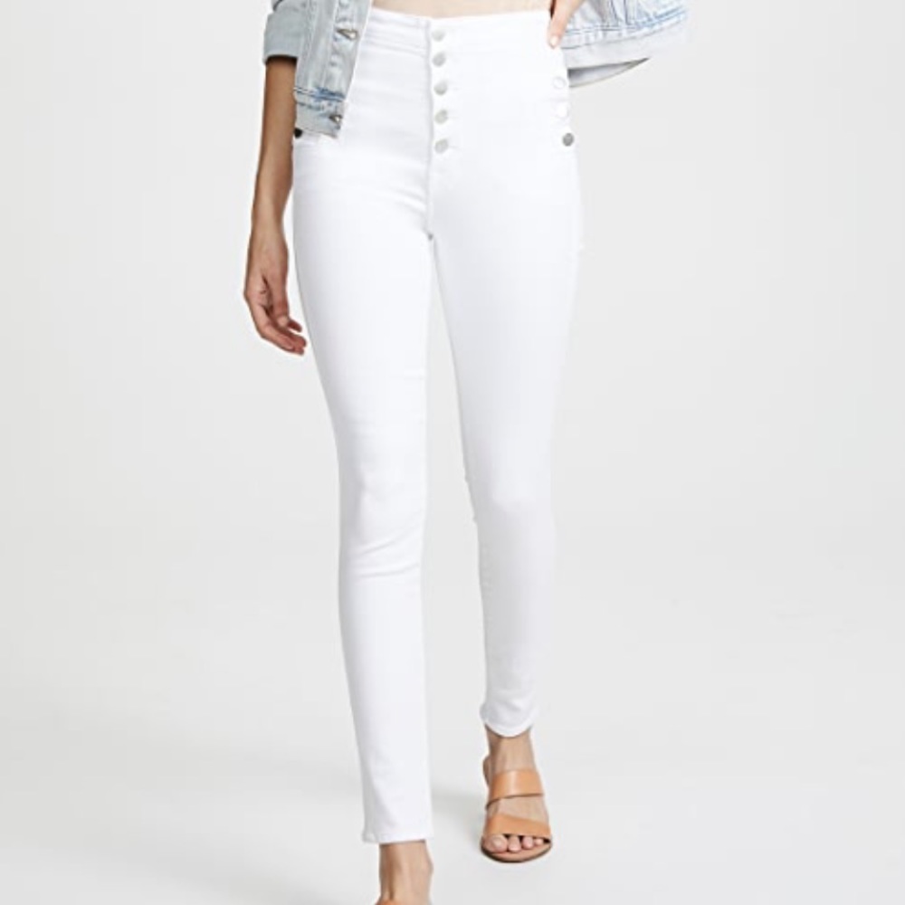 J BRAND NATASHA EXPOSED BUTTON WHITE JEANS SIZE 28